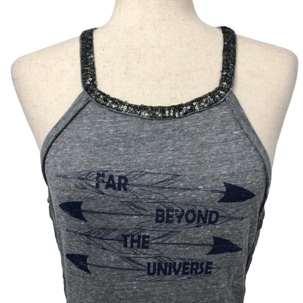 NWT Free People Universe Crystal Arrow Tank Top Womens Medium Heather Gray Ombre - Picture 9 of 16